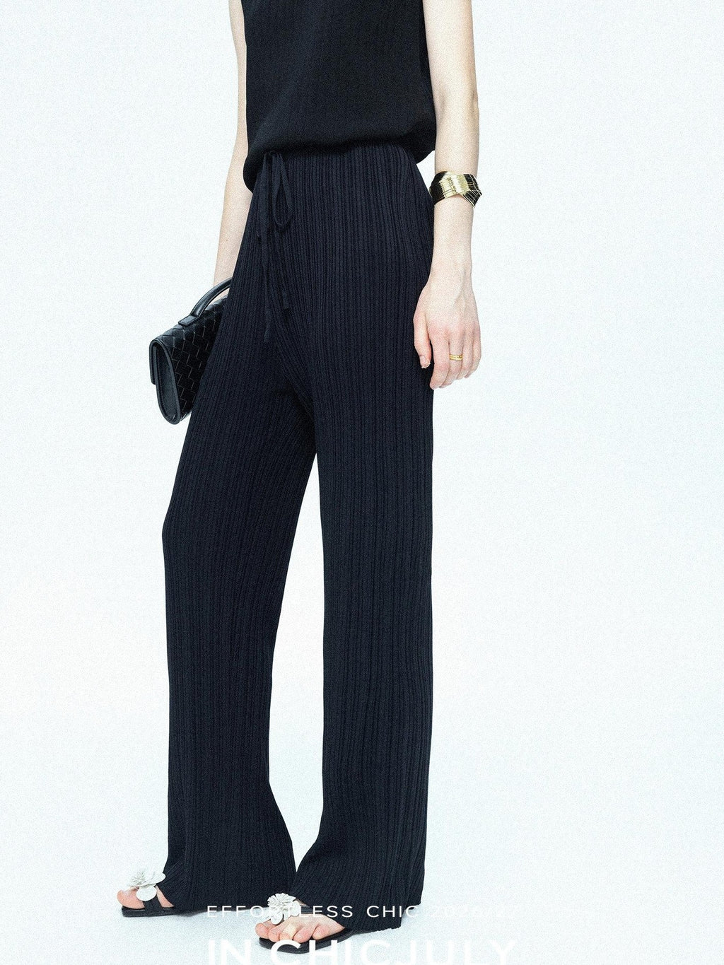 chicjuly Drapey High Waist Pleated High Stretch Straight Leg Women's Other Chinos