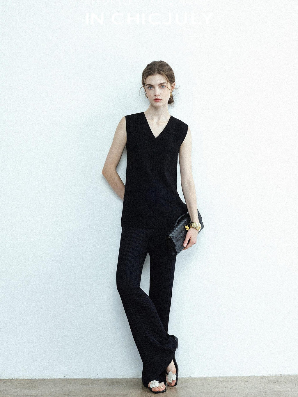 chicjuly Drapey High Waist Pleated High Stretch Straight Leg Women's Other Chinos