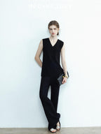 chicjuly Drapey High Waist Pleated High Stretch Straight Leg Women's Other Chinos
