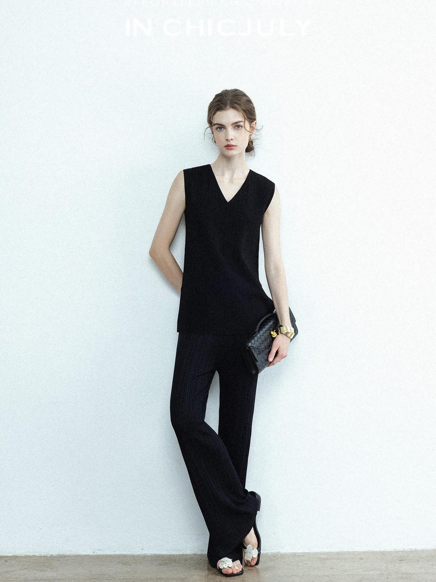 chicjuly Drapey High Waist Pleated High Stretch Straight Leg Women's Other Chinos