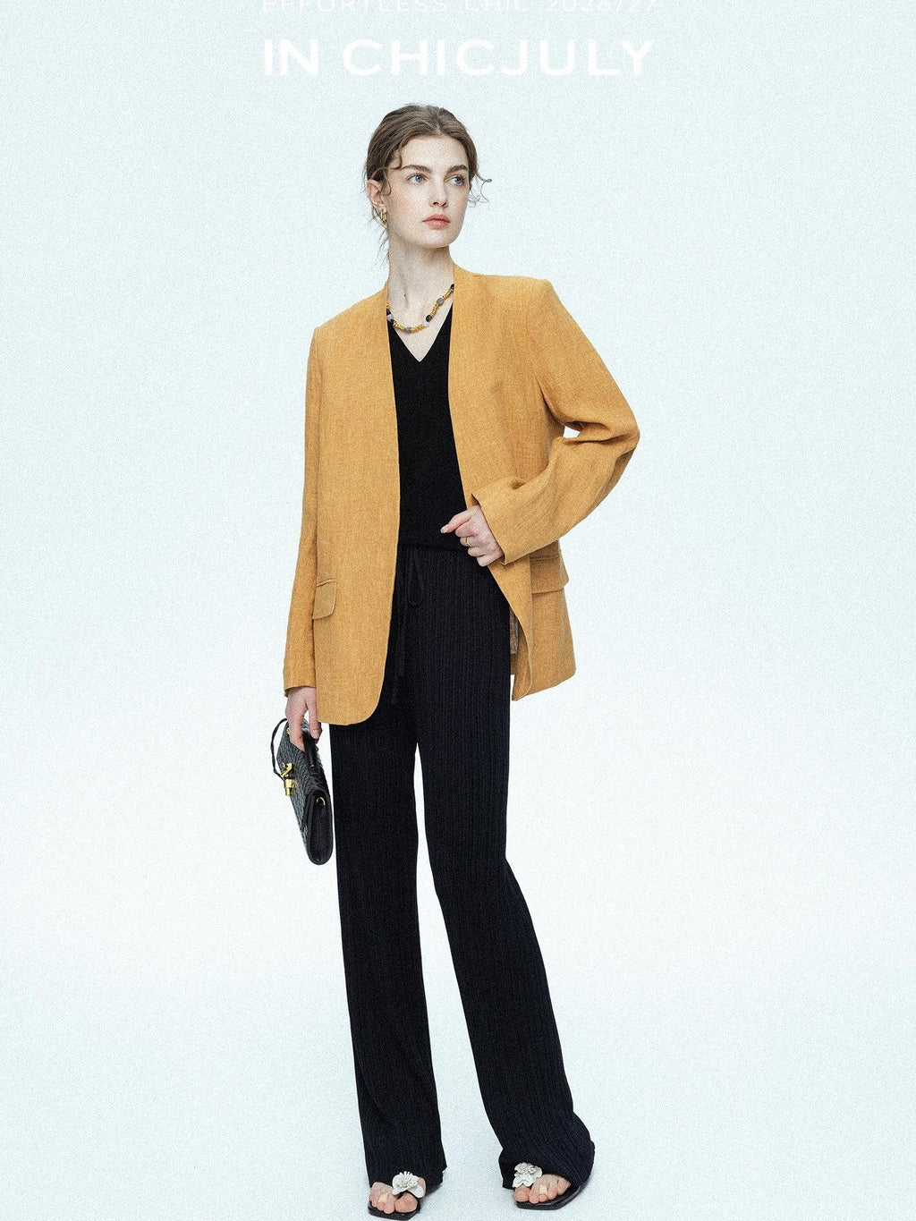 chicjuly Drapey High Waist Pleated High Stretch Straight Leg Women's Other Chinos
