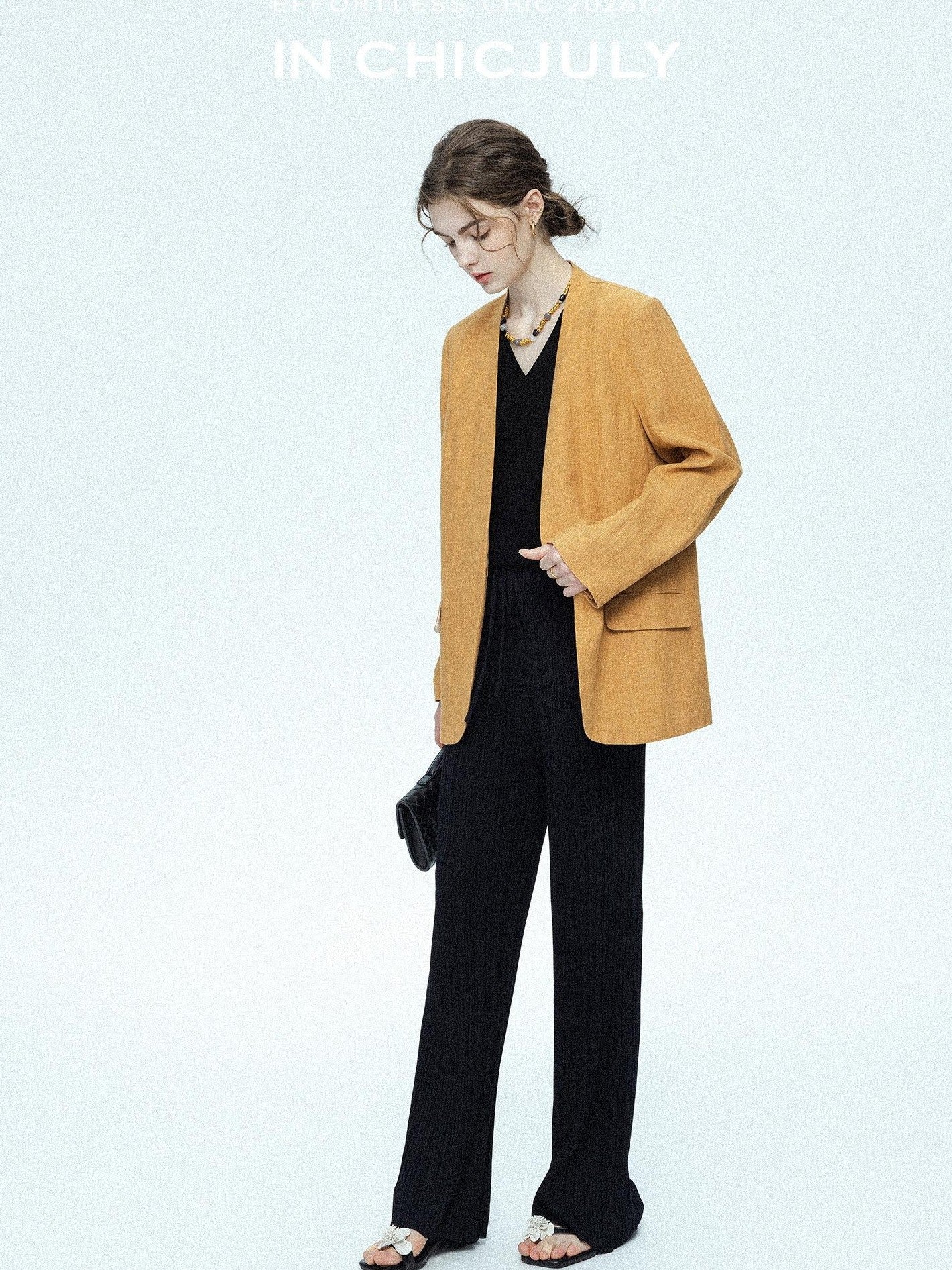 chicjuly Drapey High Waist Pleated High Stretch Straight Leg Women's Other Chinos