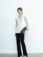 chicjuly Drapey High Waist Pleated High Stretch Straight Leg Women's Other Chinos