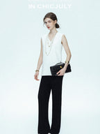 chicjuly Drapey High Waist Pleated High Stretch Straight Leg Women's Other Chinos
