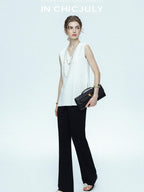 chicjuly Drapey High Waist Pleated High Stretch Straight Leg Women's Other Chinos