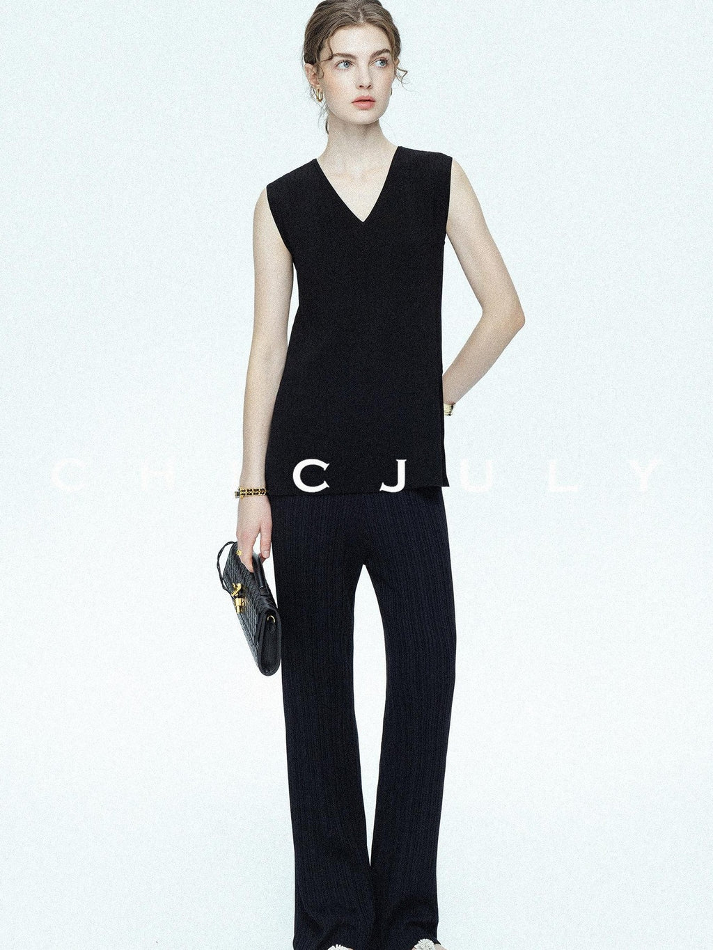 chicjuly Drapey High Waist Pleated High Stretch Straight Leg Women's Other Chinos