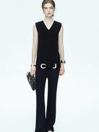 chicjuly Drapey High Waist Pleated High Stretch Straight Leg Women's Other Chinos