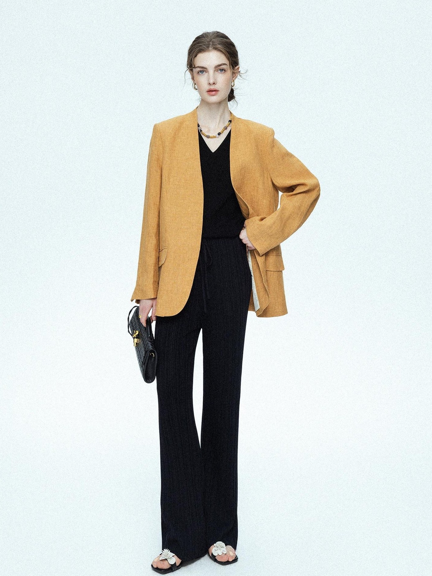 chicjuly Drapey High Waist Pleated High Stretch Straight Leg Women's Other Chinos