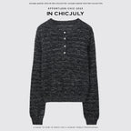 chicjuly Dreamcatcher Star Sequin Knit Women's Linen Blend Long Sleeve T-shirts 968305455696