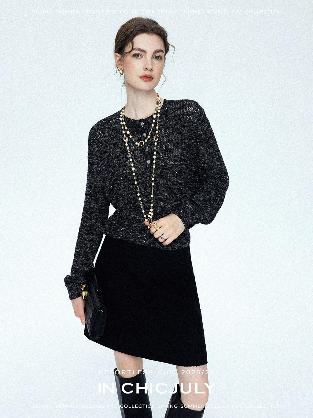chicjuly Dreamcatcher Star Sequin Knit Women's Linen Blend Long Sleeve T-shirts