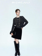 chicjuly Dreamcatcher Star Sequin Knit Women's Linen Blend Long Sleeve T-shirts