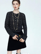 chicjuly Dreamcatcher Star Sequin Knit Women's Linen Blend Long Sleeve T-shirts