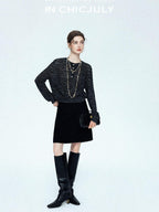 chicjuly Dreamcatcher Star Sequin Knit Women's Linen Blend Long Sleeve T-shirts