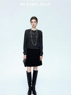 chicjuly Dreamcatcher Star Sequin Knit Women's Linen Blend Long Sleeve T-shirts