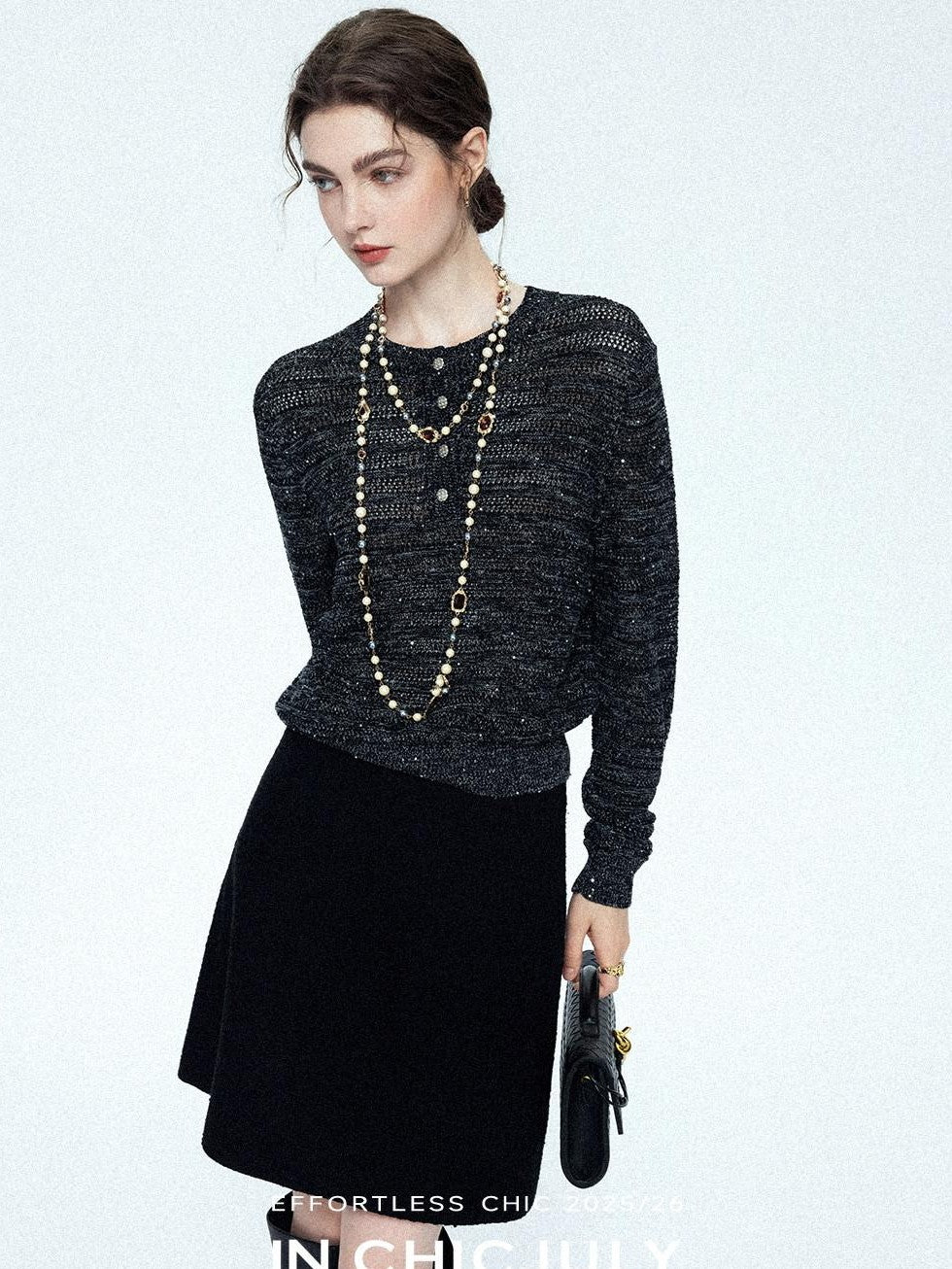 chicjuly Dreamcatcher Star Sequin Knit Women's Linen Blend Long Sleeve T-shirts