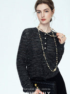 chicjuly Dreamcatcher Star Sequin Knit Women's Linen Blend Long Sleeve T-shirts