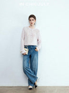 chicjuly Dreamcatcher Star Sequin Knit Women's Linen Blend Long Sleeve T-shirts