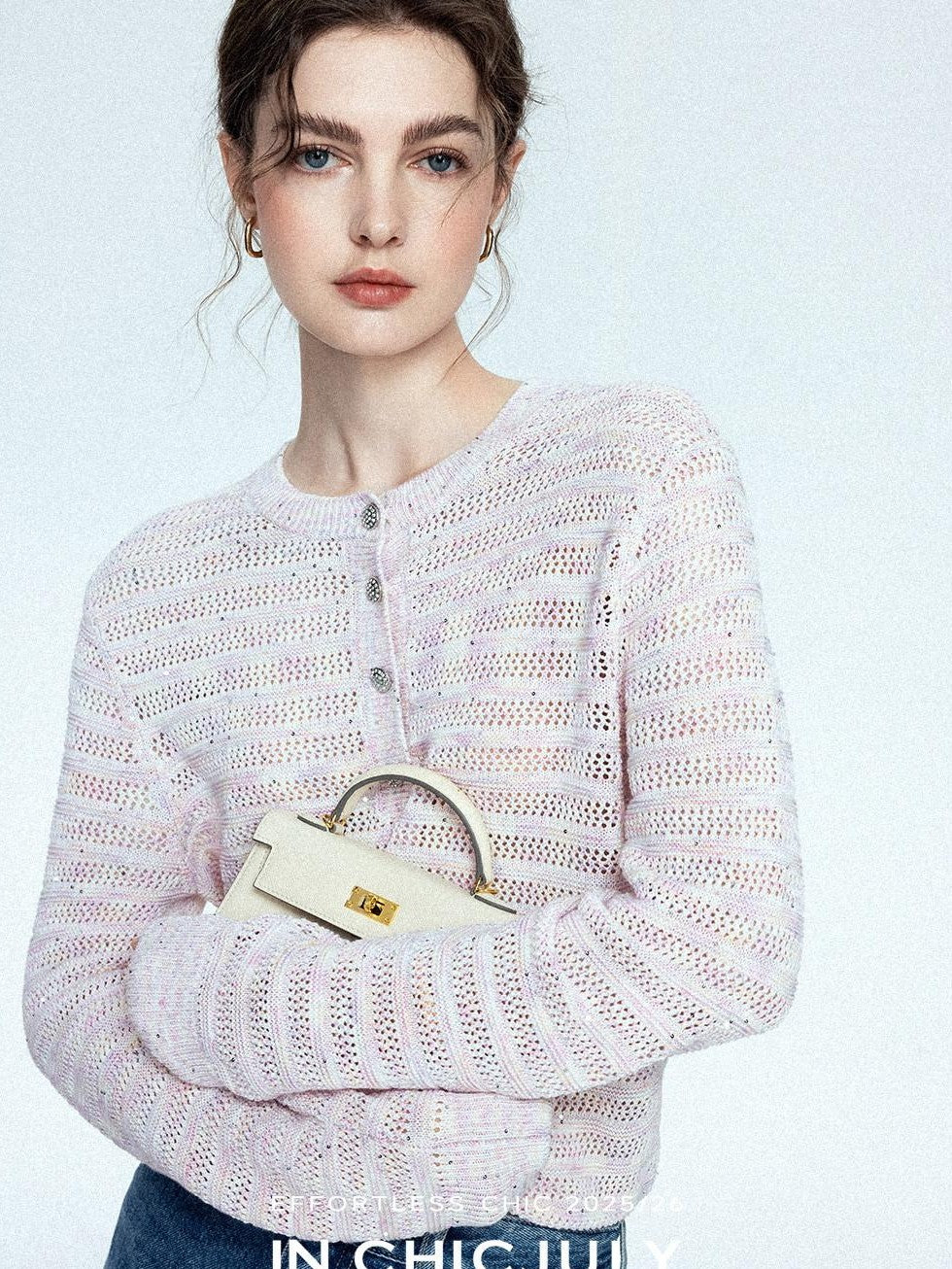 chicjuly Dreamcatcher Star Sequin Knit Women's Linen Blend Long Sleeve T-shirts