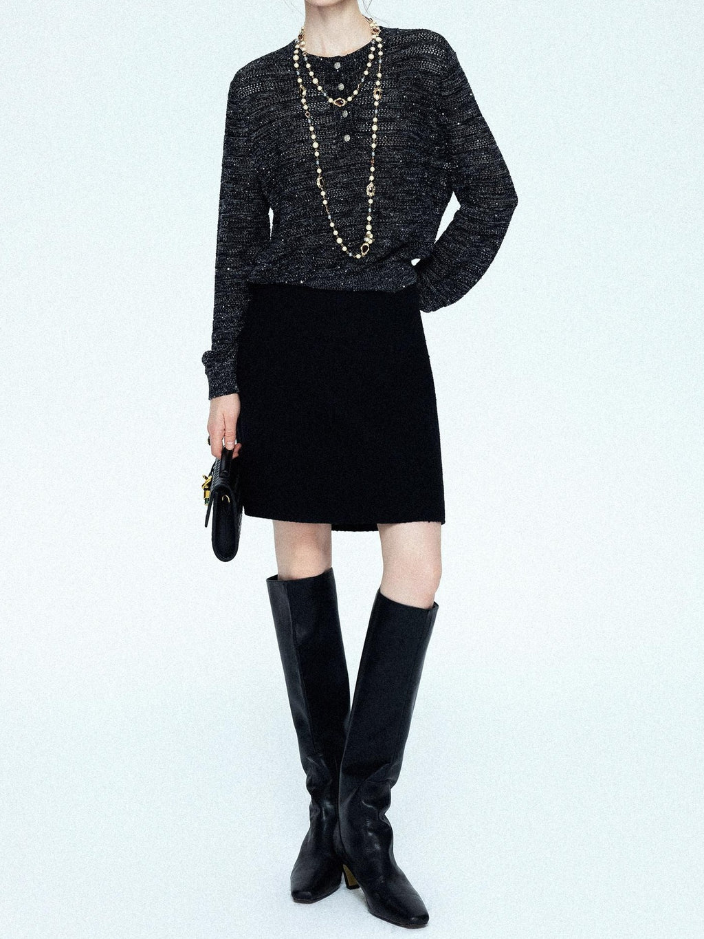 chicjuly Dreamcatcher Star Sequin Knit Women's Linen Blend Long Sleeve T-shirts