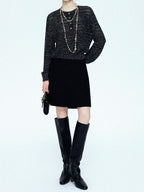 chicjuly Dreamcatcher Star Sequin Knit Women's Linen Blend Long Sleeve T-shirts