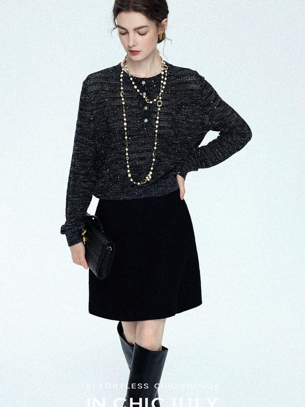 chicjuly Dreamcatcher Star Sequin Knit Women's Linen Blend Long Sleeve T-shirts
