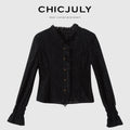 chicjuly Elegant Lace V-neck Women's Cotton Cupro Long Sleeve T-shirts 760145345128