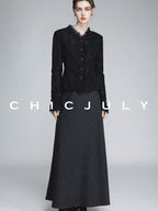 chicjuly Elegant Lace V-neck Women's Cotton Cupro Long Sleeve T-shirts