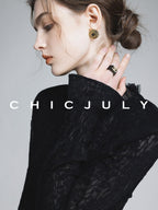 chicjuly Elegant Lace V-neck Women's Cotton Cupro Long Sleeve T-shirts