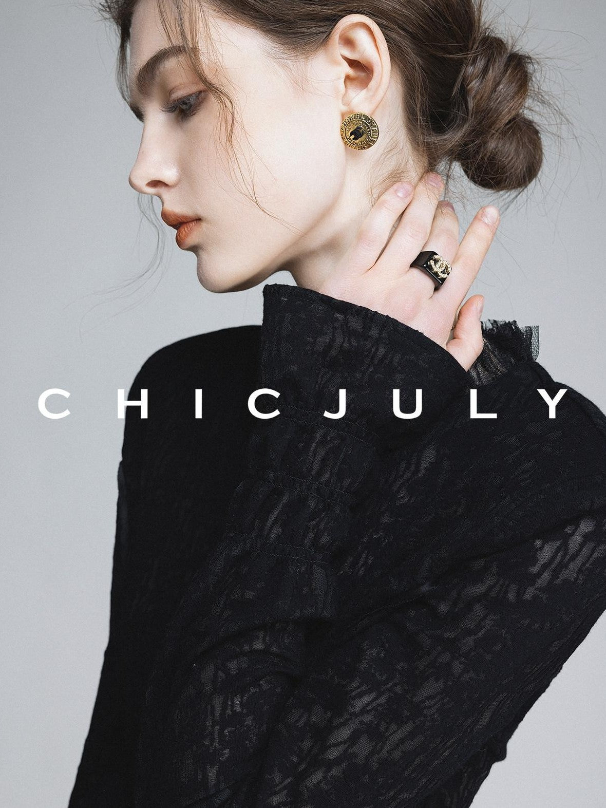 chicjuly Elegant Lace V-neck Women's Cotton Cupro Long Sleeve T-shirts