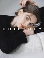 chicjuly Elegant Lace V-neck Women's Cotton Cupro Long Sleeve T-shirts