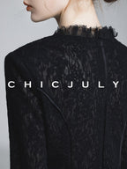 chicjuly Elegant Lace V-neck Women's Cotton Cupro Long Sleeve T-shirts