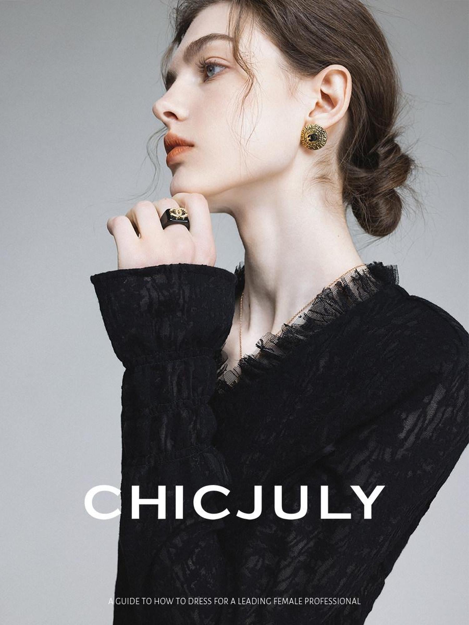 chicjuly Elegant Lace V-neck Women's Cotton Cupro Long Sleeve T-shirts