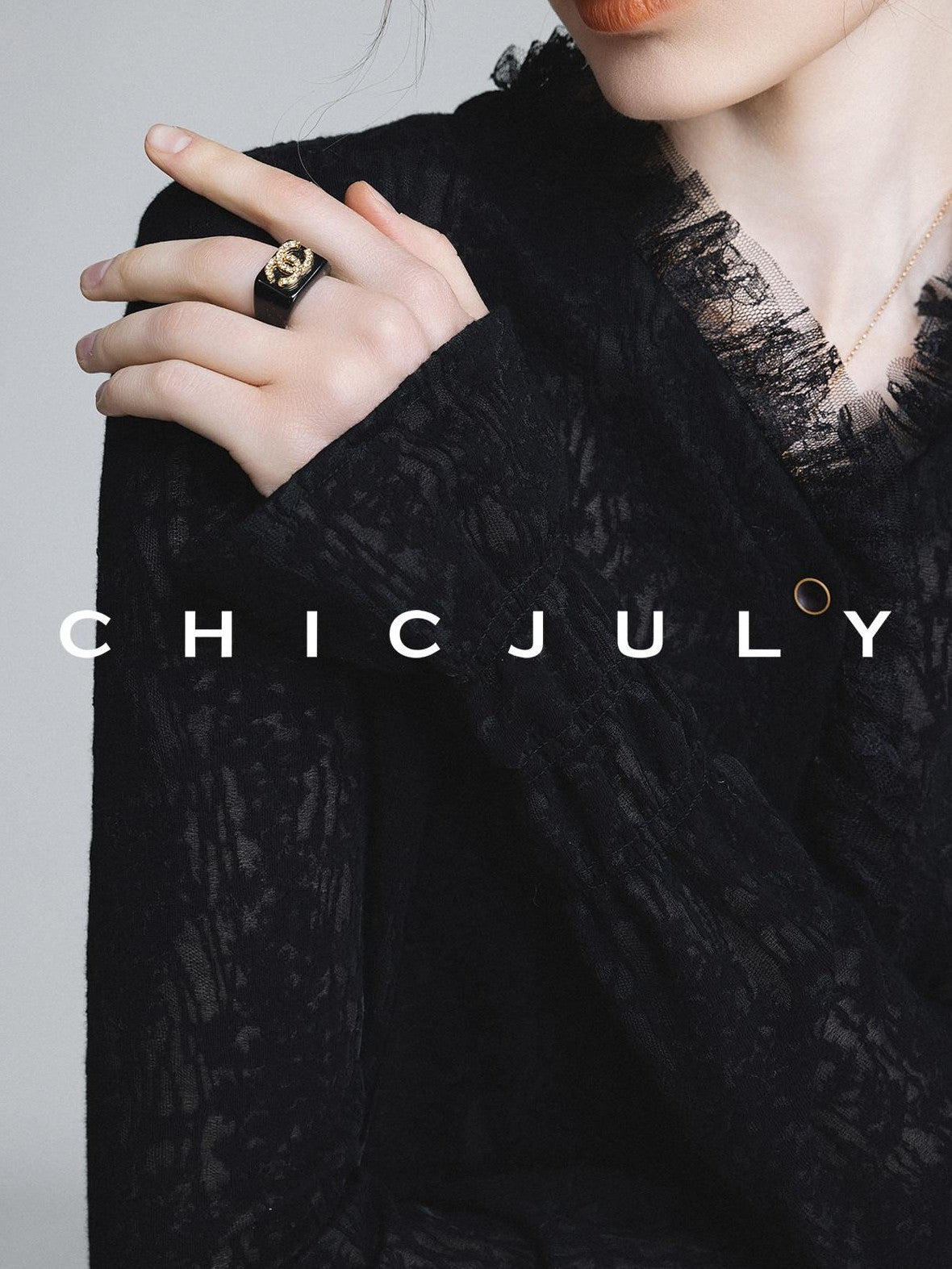 chicjuly Elegant Lace V-neck Women's Cotton Cupro Long Sleeve T-shirts
