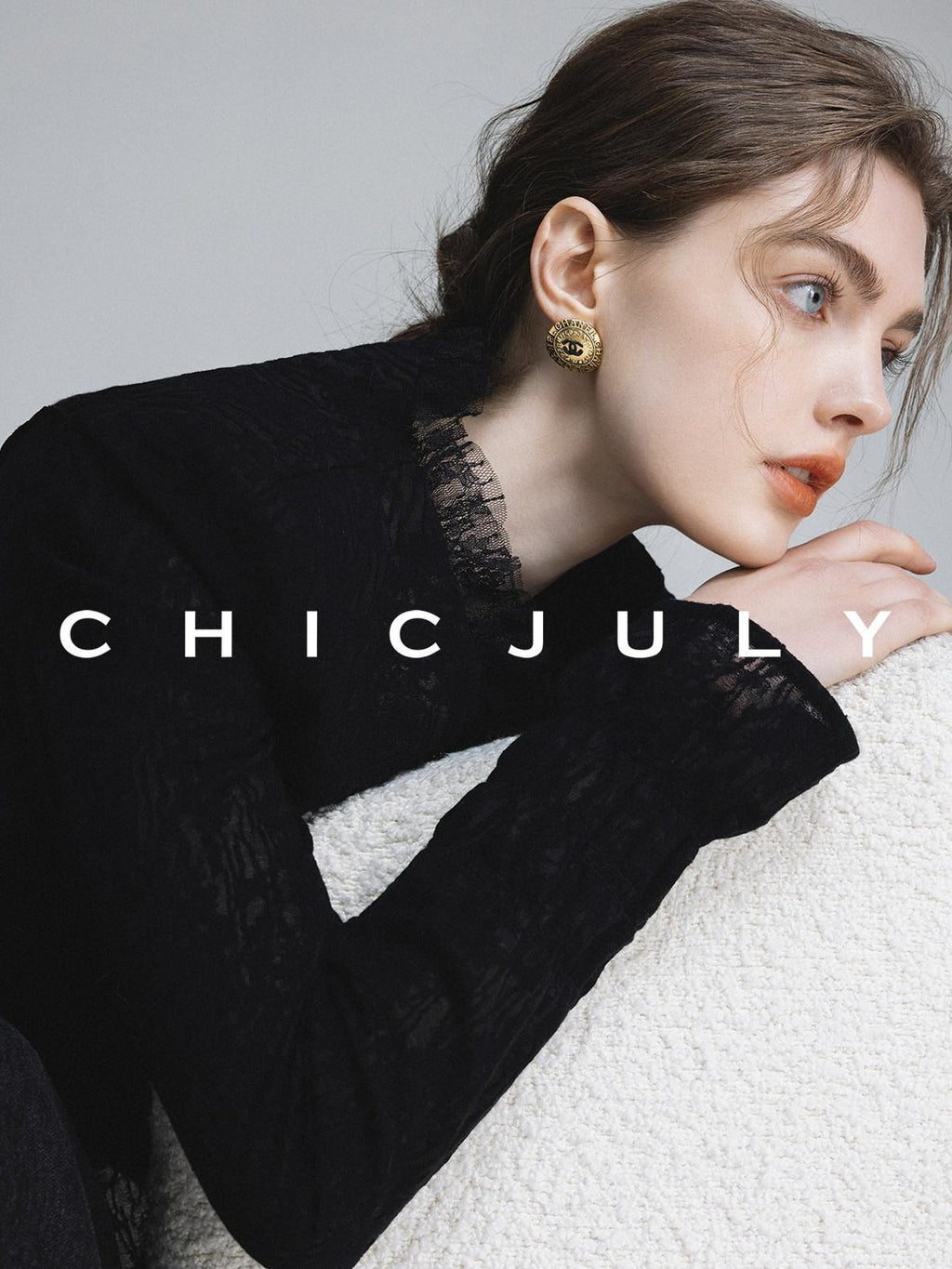 chicjuly Elegant Lace V-neck Women's Cotton Cupro Long Sleeve T-shirts