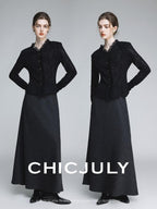 chicjuly Elegant Lace V-neck Women's Cotton Cupro Long Sleeve T-shirts