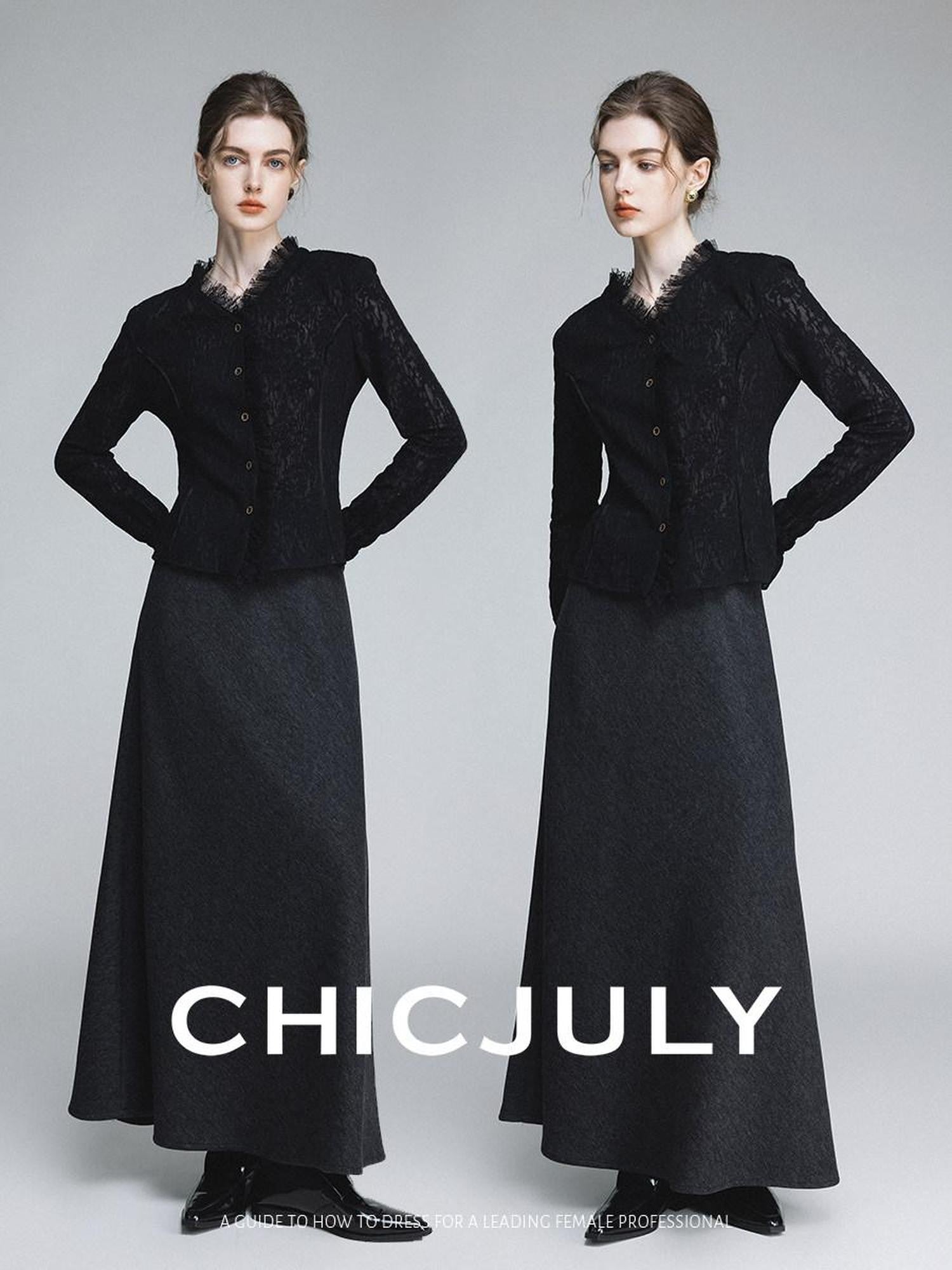 chicjuly Elegant Lace V-neck Women's Cotton Cupro Long Sleeve T-shirts