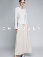 chicjuly Elegant Lace V-neck Women's Cotton Cupro Long Sleeve T-shirts
