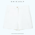 chicjuly Embossed Texture Contrast Trim A Line Women's Short Trousers 1039261796945