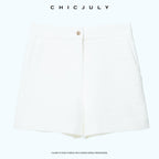 chicjuly Embossed Texture Contrast Trim A Line Women's Short Trousers 1039261796945