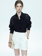 chicjuly Embossed Texture Contrast Trim A Line Women's Short Trousers