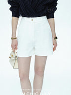 chicjuly Embossed Texture Contrast Trim A Line Women's Short Trousers