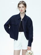 chicjuly Embossed Texture Contrast Trim A Line Women's Short Trousers