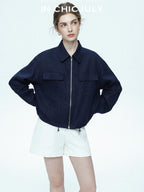 chicjuly Embossed Texture Contrast Trim A Line Women's Short Trousers