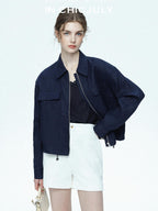 chicjuly Embossed Texture Contrast Trim A Line Women's Short Trousers