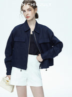 chicjuly Embossed Texture Contrast Trim A Line Women's Short Trousers