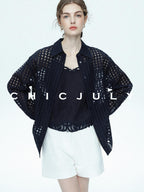 chicjuly Embossed Texture Contrast Trim A Line Women's Short Trousers