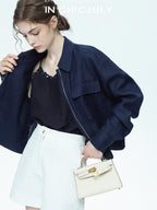 chicjuly Embossed Texture Contrast Trim A Line Women's Short Trousers