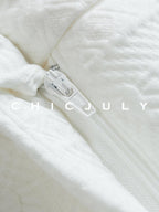 chicjuly Embossed Texture Contrast Trim A Line Women's Short Trousers