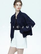 chicjuly Embossed Texture Contrast Trim A Line Women's Short Trousers