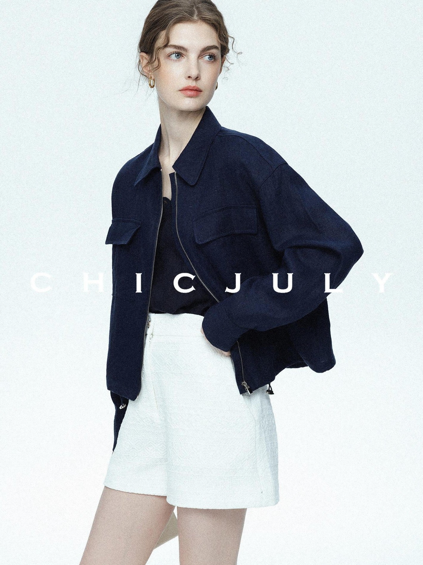 chicjuly Embossed Texture Contrast Trim A Line Women's Short Trousers
